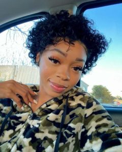 #1B Natural Color Human Hair Curly Wig T Part Pixie Cut Wigs photo review