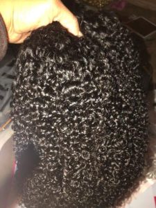 Virgin Human Hair Afro Kinky Curly V Part Wigs photo review